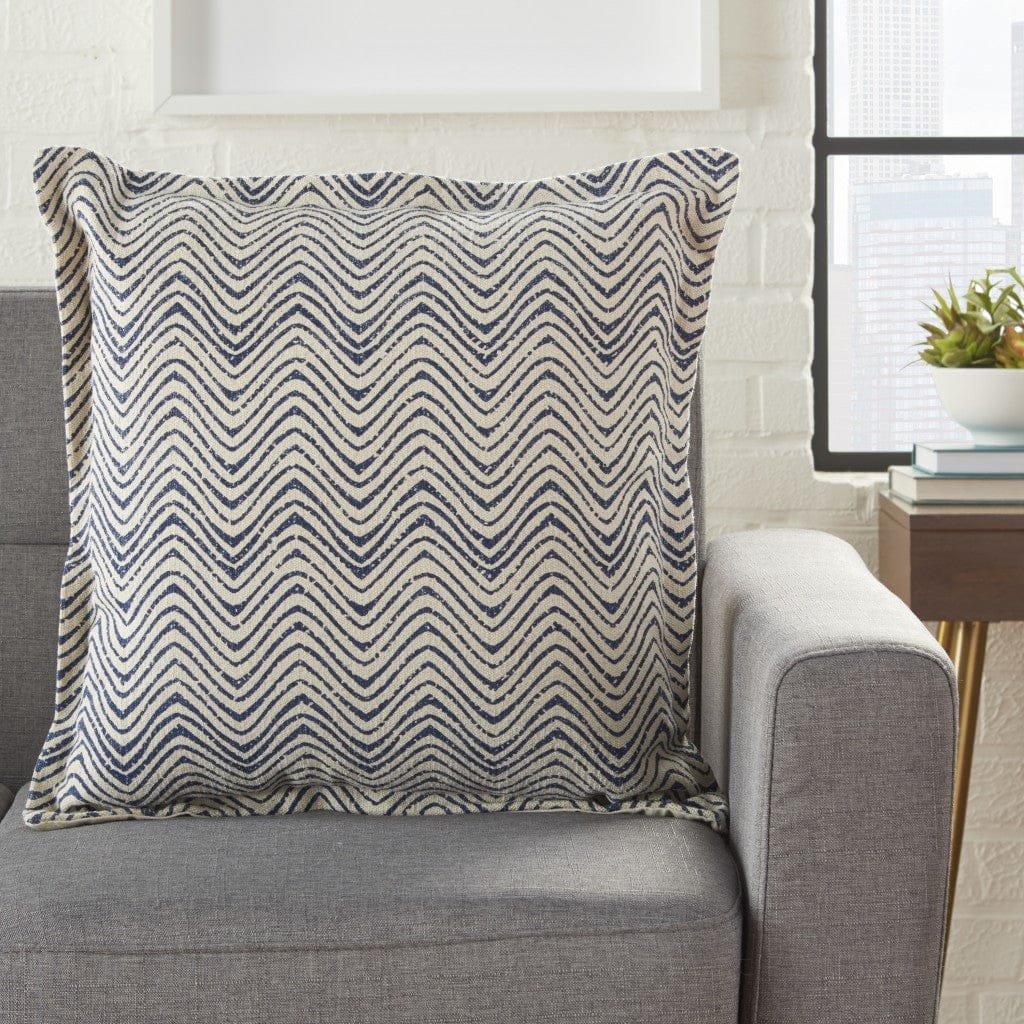 Indigo And Ivory Waves Throw Pillow