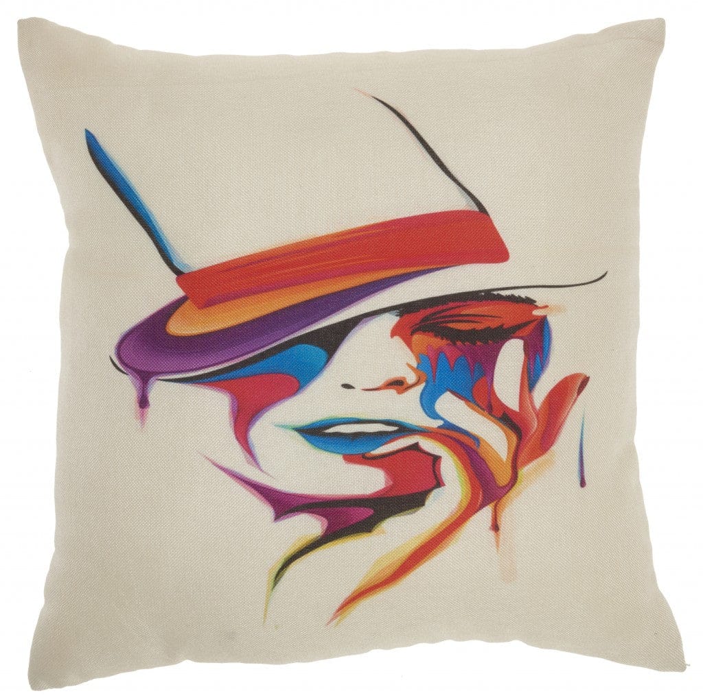 Contemporary Girl With Hat Throw Pillow