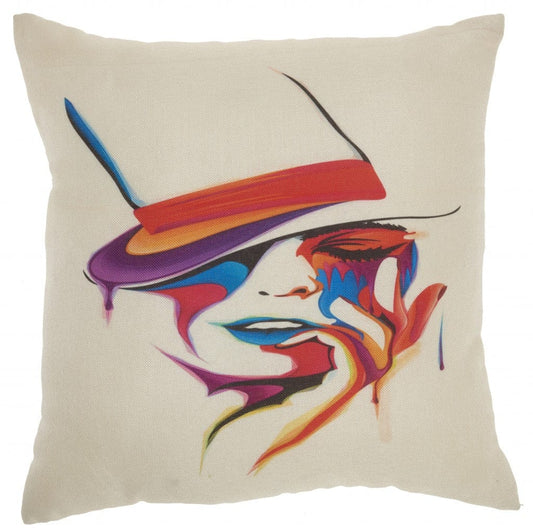 Contemporary Girl With Hat Throw Pillow