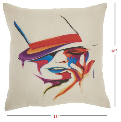 Contemporary Girl With Hat Throw Pillow