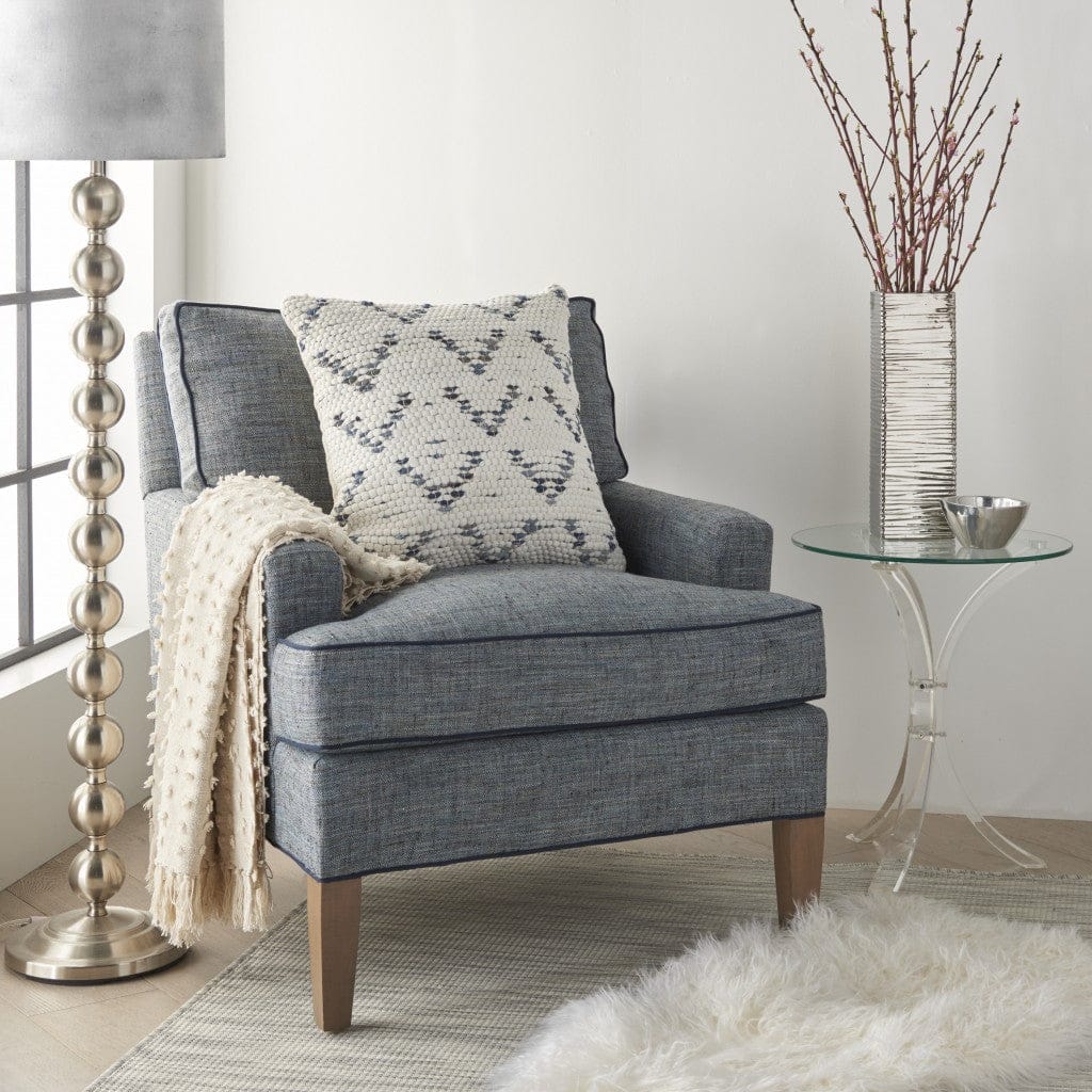 White And Denim Knubby Arrow Throw Pillow