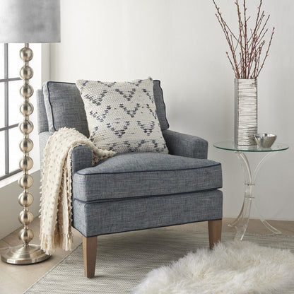 White And Denim Knubby Arrow Throw Pillow