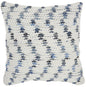 White And Denim Knubby Waves Throw Pillow