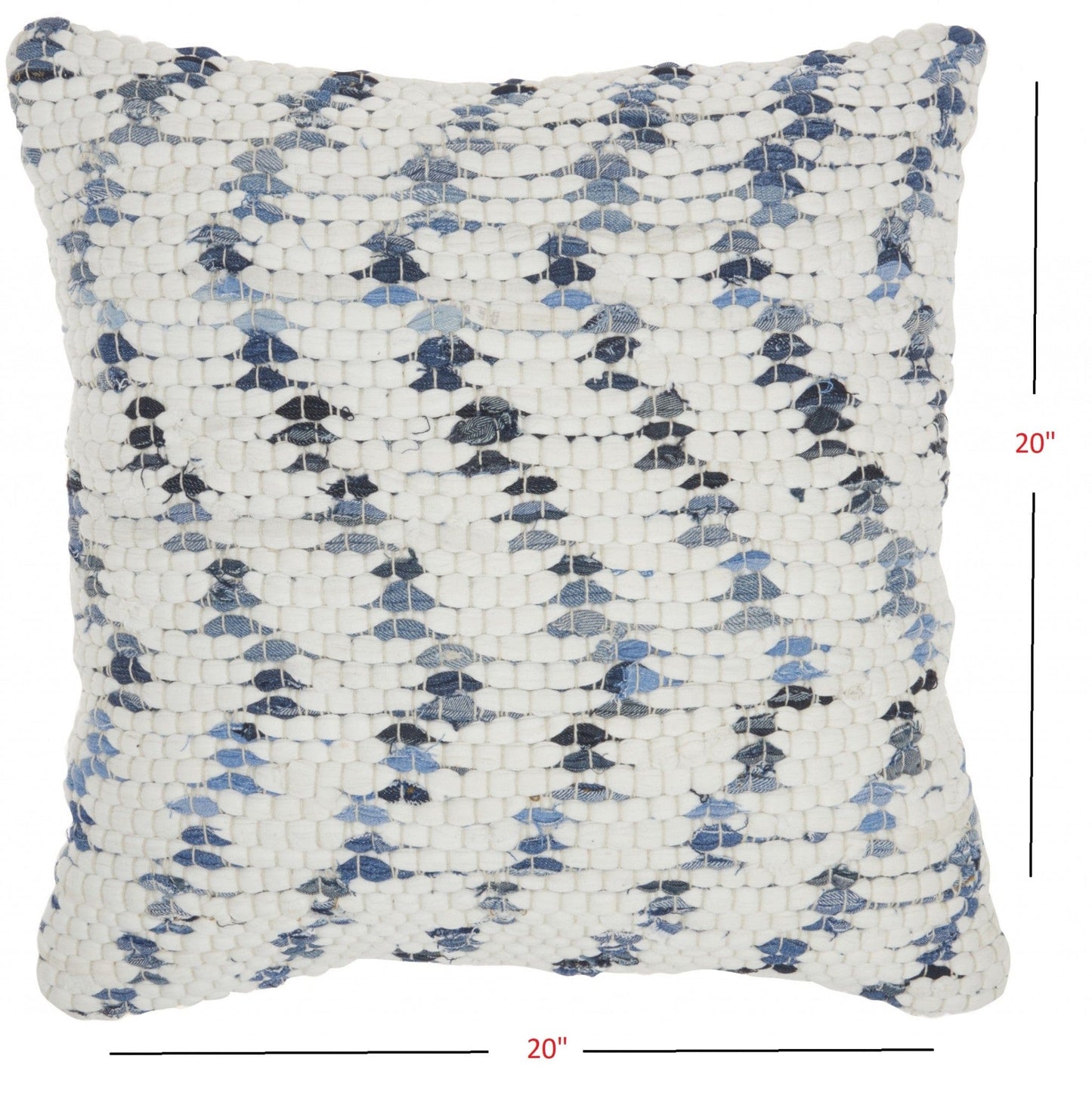 White And Denim Knubby Waves Throw Pillow