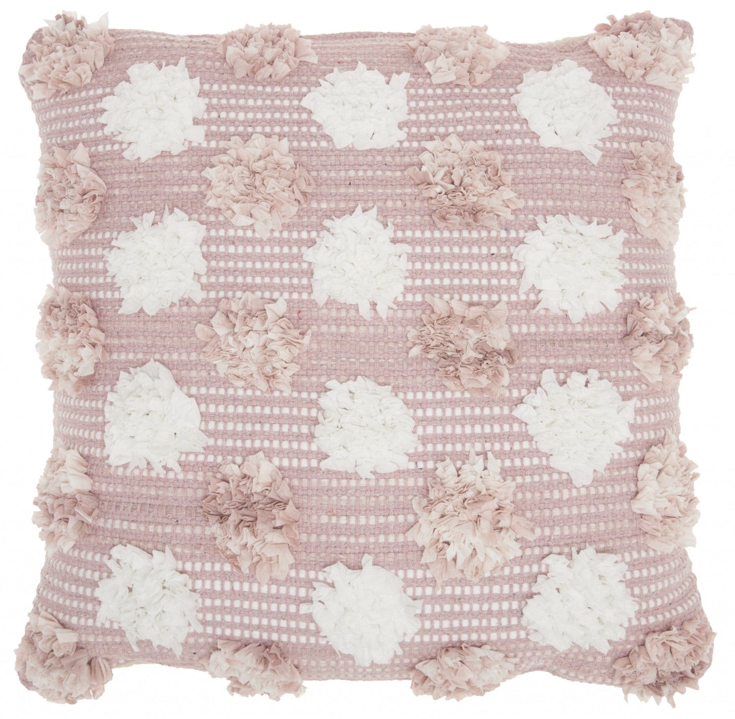 Floral Textured Pink And White Throw Pillow