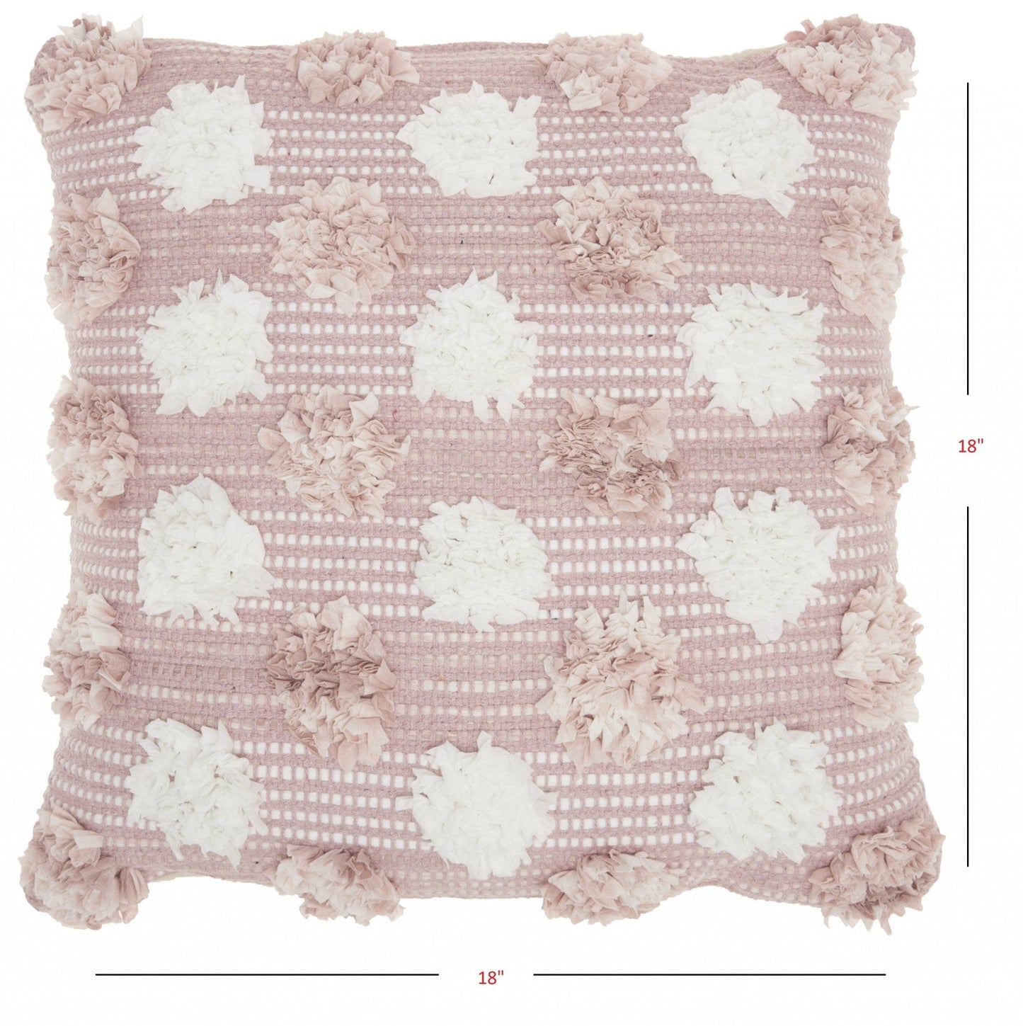 Floral Textured Pink And White Throw Pillow