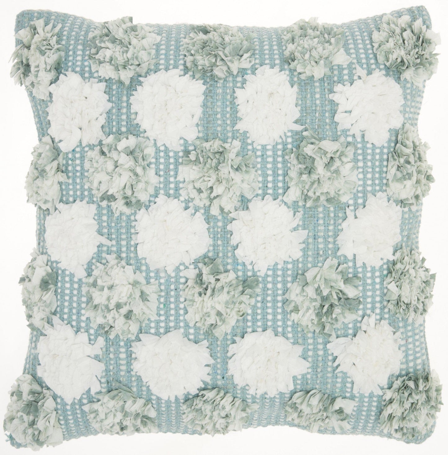 Floral Textured Blue And White Throw Pillow