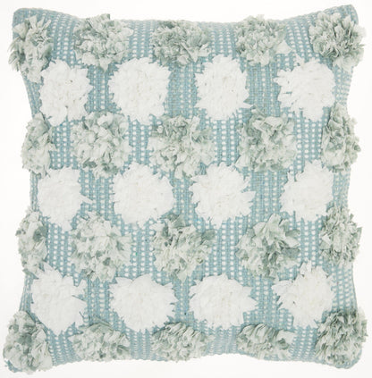 Floral Textured Blue And White Throw Pillow