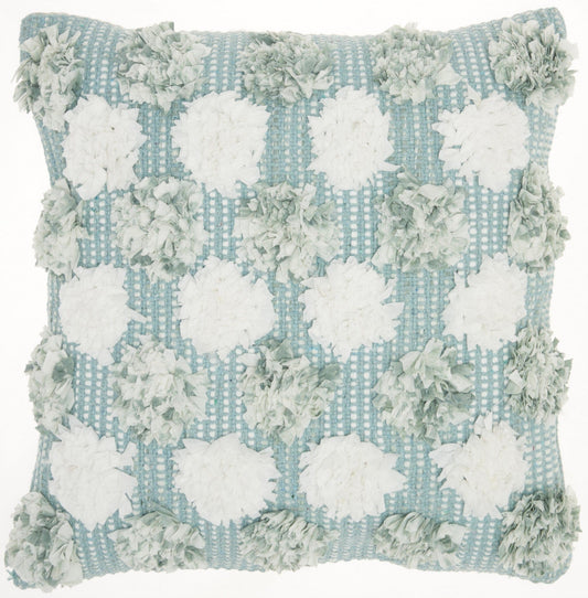 Floral Textured Blue And White Throw Pillow