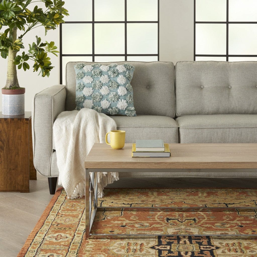 Floral Textured Blue And White Throw Pillow