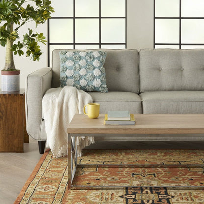 Floral Textured Blue And White Throw Pillow