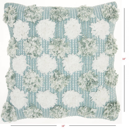 Floral Textured Blue And White Throw Pillow