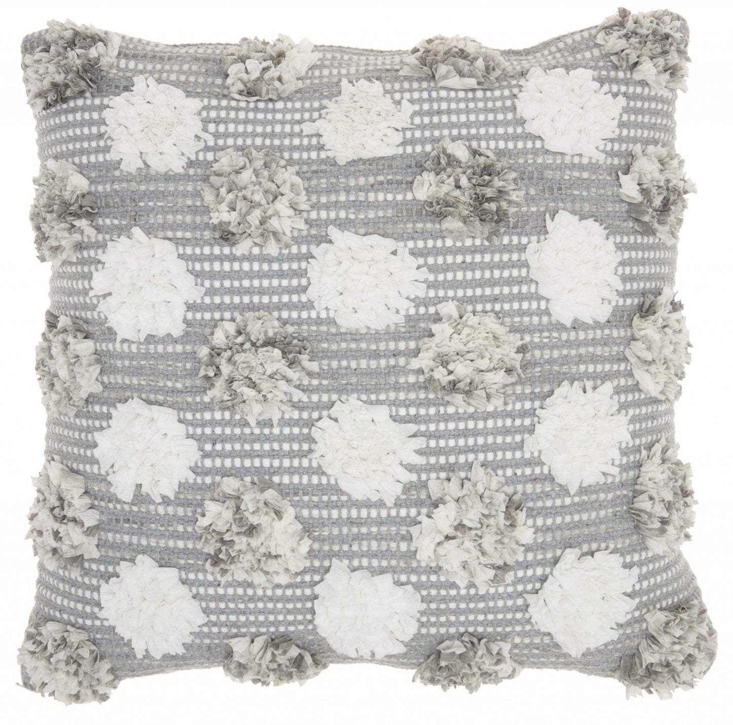 Floral Textured Gray And White Throw Pillow