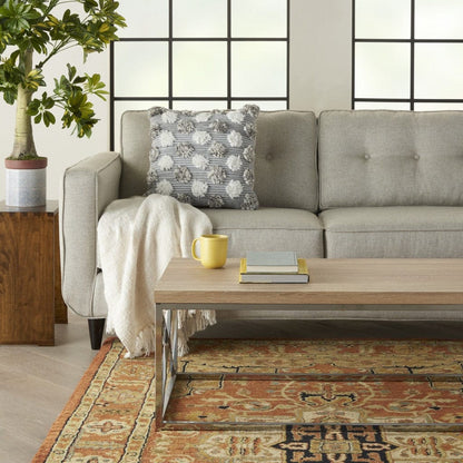 Floral Textured Gray And White Throw Pillow