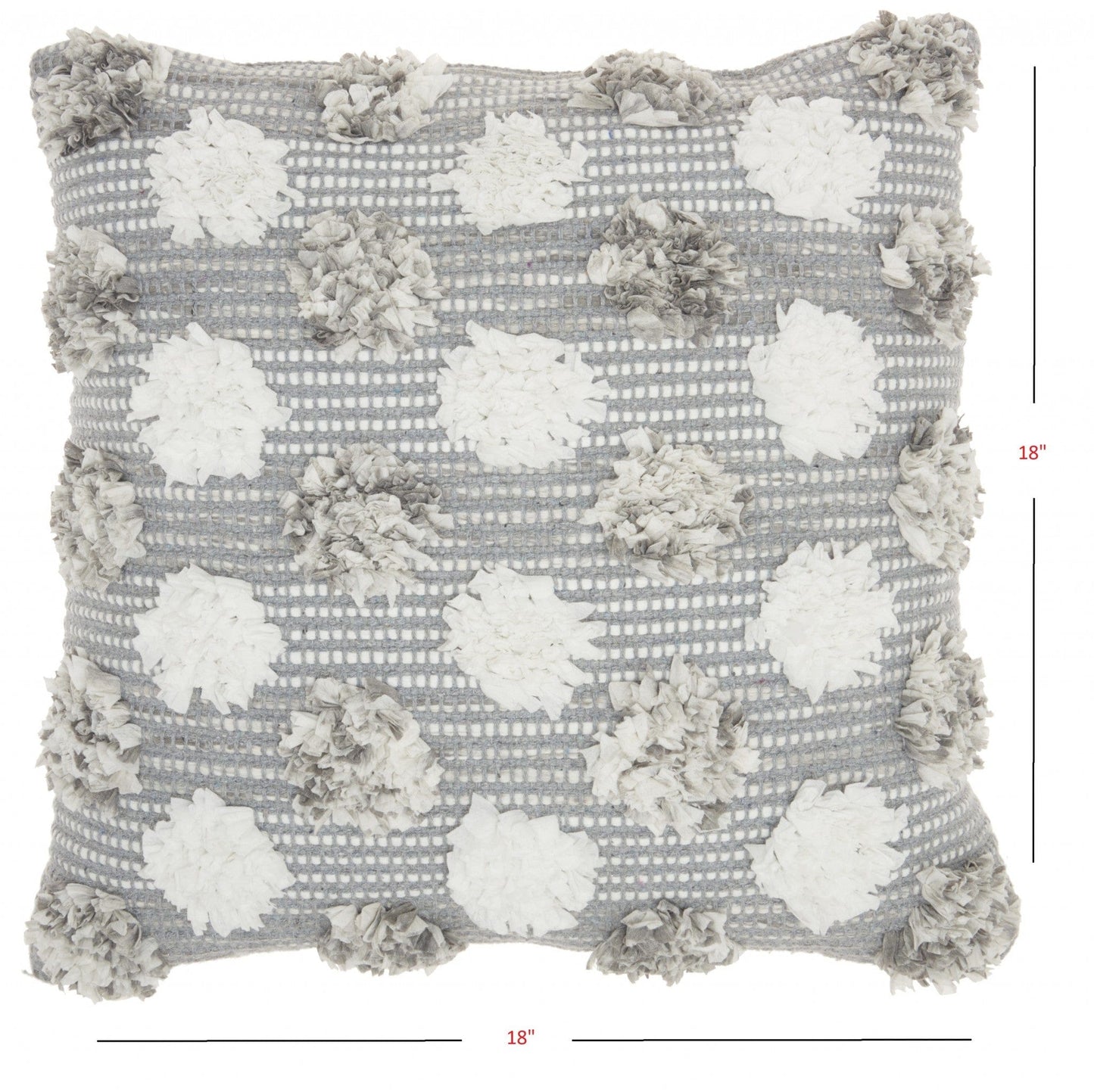 Floral Textured Gray And White Throw Pillow