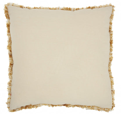 Yellow And White Shaggy Chevron Throw Pillow