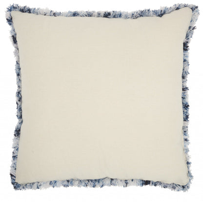Royal Blue And White Shaggy Chevron Throw Pillow