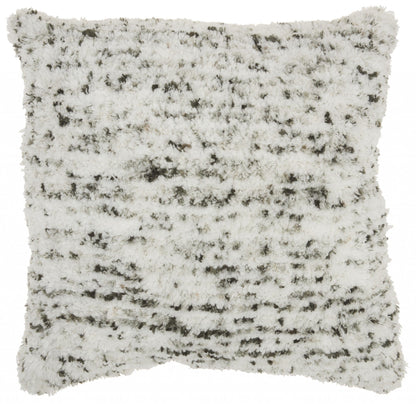 Soft Shaggy Gray And White Spotted Throw Pillow