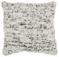 Soft Shaggy Gray And White Spotted Throw Pillow