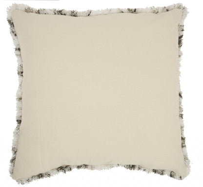 Soft Shaggy Gray And White Spotted Throw Pillow