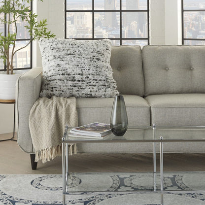 Soft Shaggy Gray And White Spotted Throw Pillow