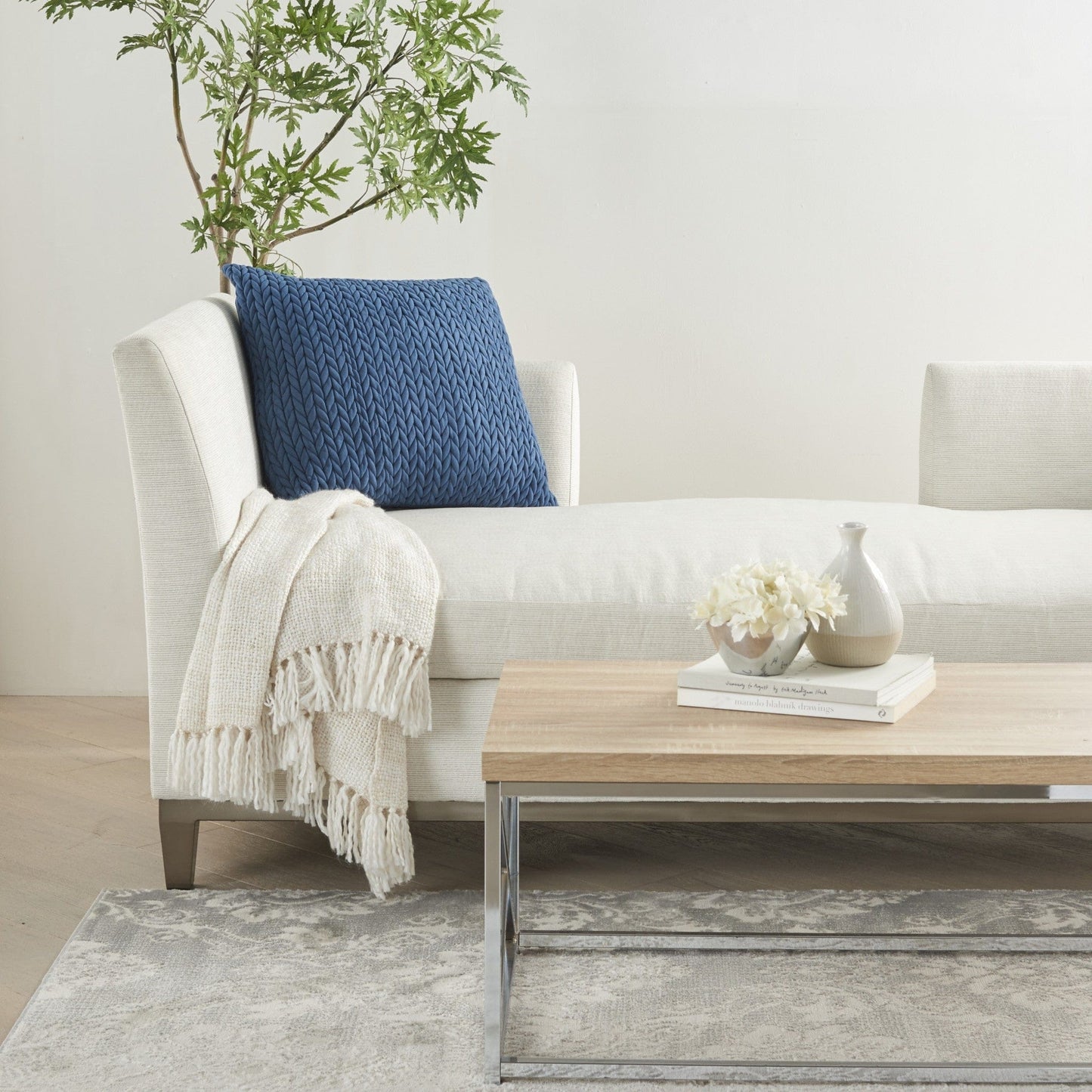 Blue Braided Chevron Throw Pillow