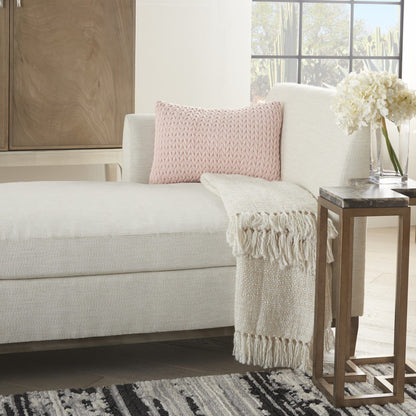 Blush Pink Chunky Braid Lumbar Pillow