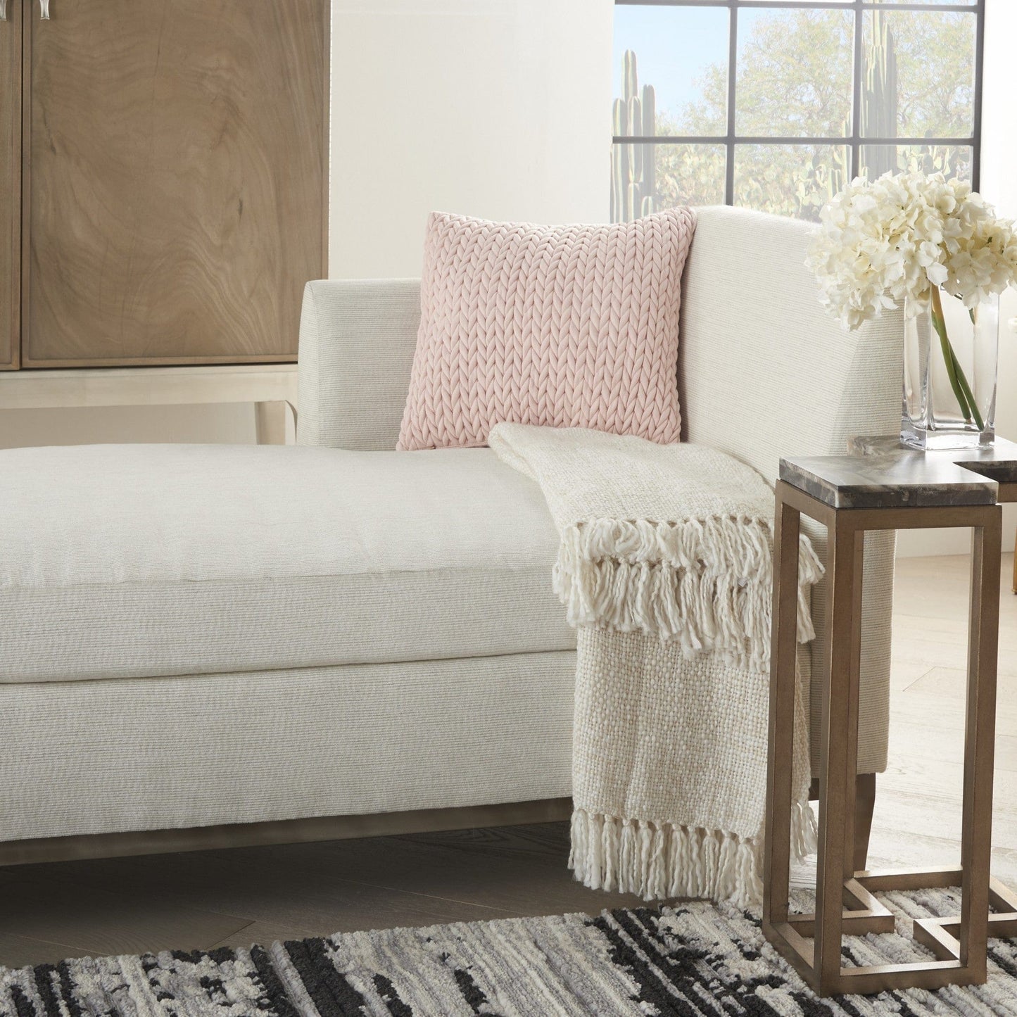 Blush Pink Chunky Braid Throw Pillow