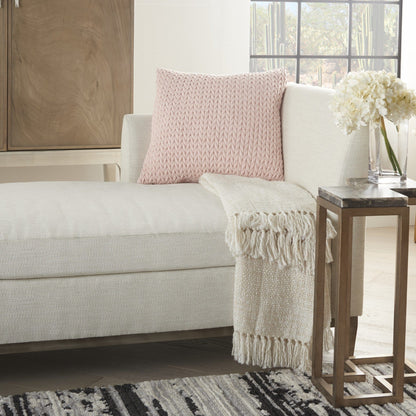 Light Pink Braided Chevron Throw Pillow