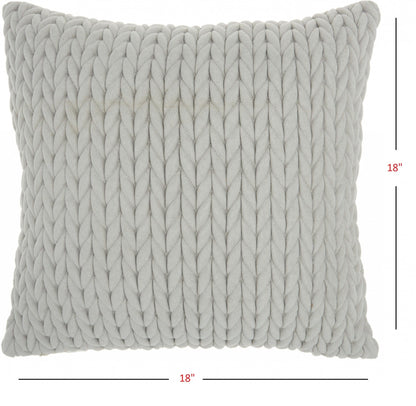 Light Gray Chunky Braid Throw Pillow