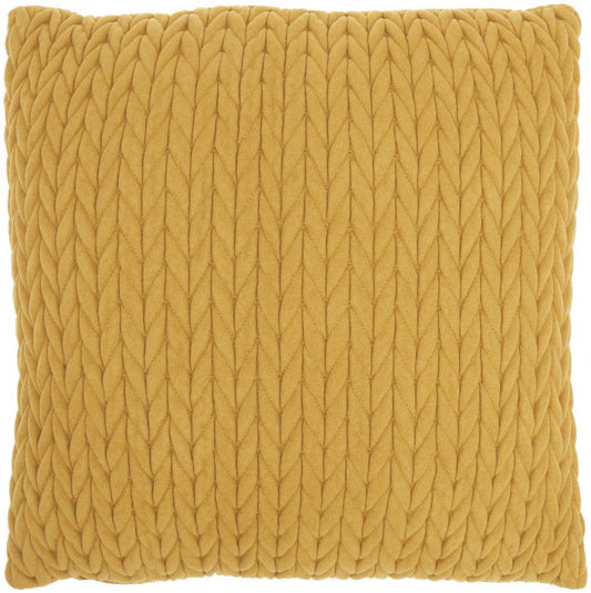 Mustard Yellow Chunky Braid Throw Pillow