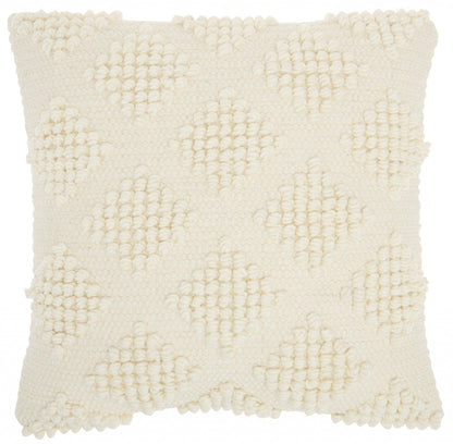 Ivory Textured Diamonds Throw Pillow