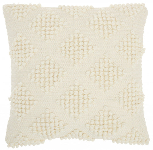 Ivory Textured Diamonds Throw Pillow