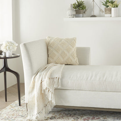 Ivory Textured Diamonds Throw Pillow