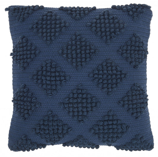 Navy Blue Textured Diamonds Throw Pillow