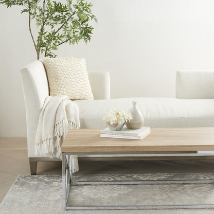 Ivory Textured Broken Stripes Throw Pillow