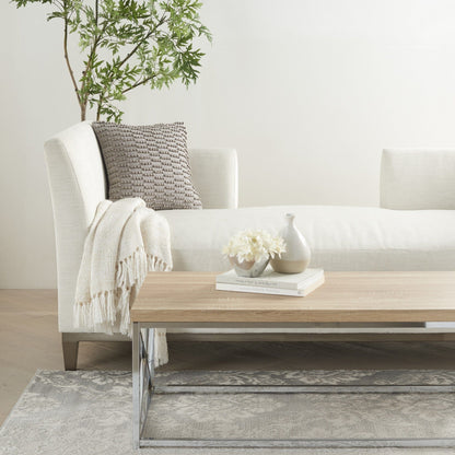 Light Gray Textured Broken Stripes Throw Pillow