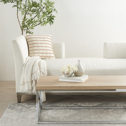 Blush And Ivory Textured Stripes Throw Pillow