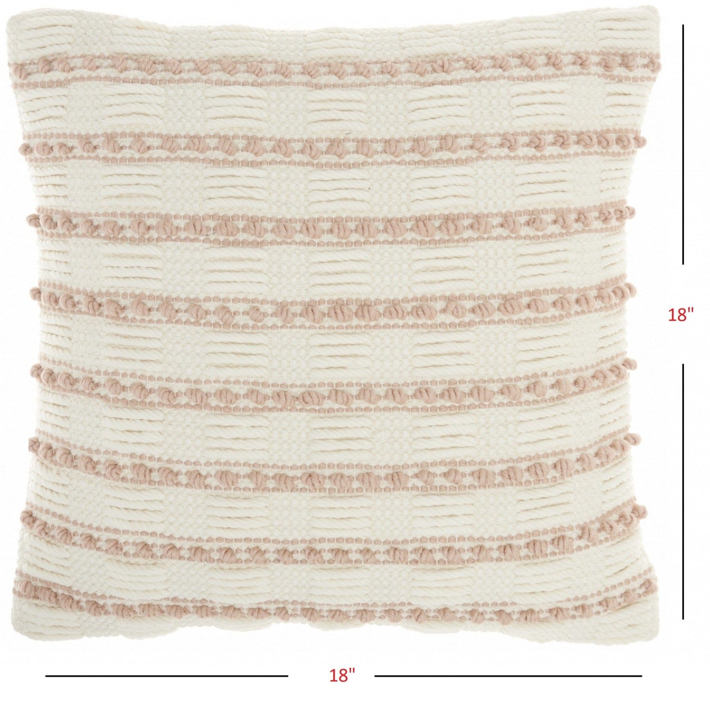 Blush And Ivory Textured Stripes Throw Pillow