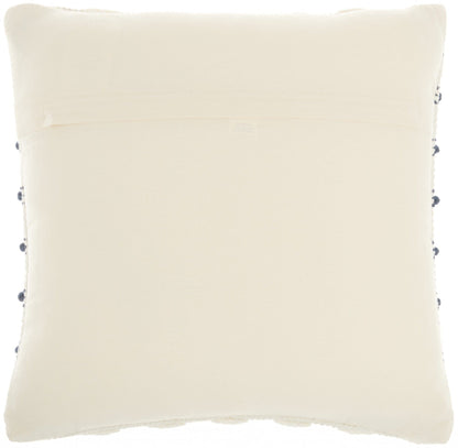 Navy Blue And Ivory Textured Stripes Throw Pillow