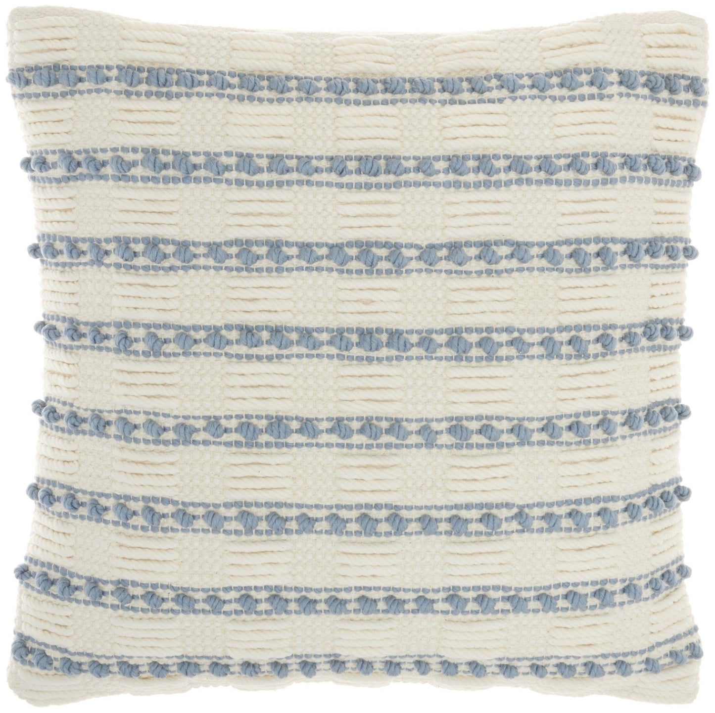 Pale Blue And Ivory Textured Stripes Throw Pillow