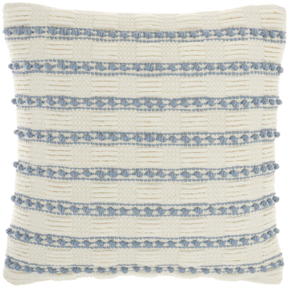 Pale Blue And Ivory Textured Stripes Throw Pillow