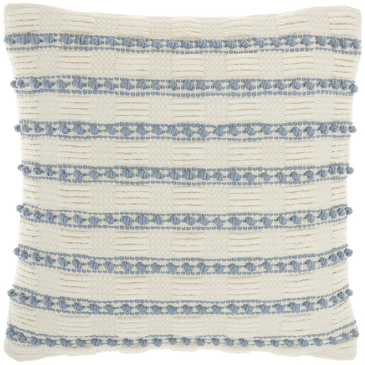 Pale Blue And Ivory Textured Stripes Throw Pillow
