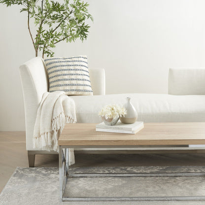 Pale Blue And Ivory Textured Stripes Throw Pillow