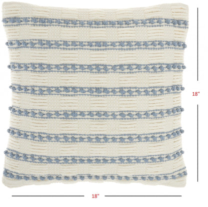 Pale Blue And Ivory Textured Stripes Throw Pillow