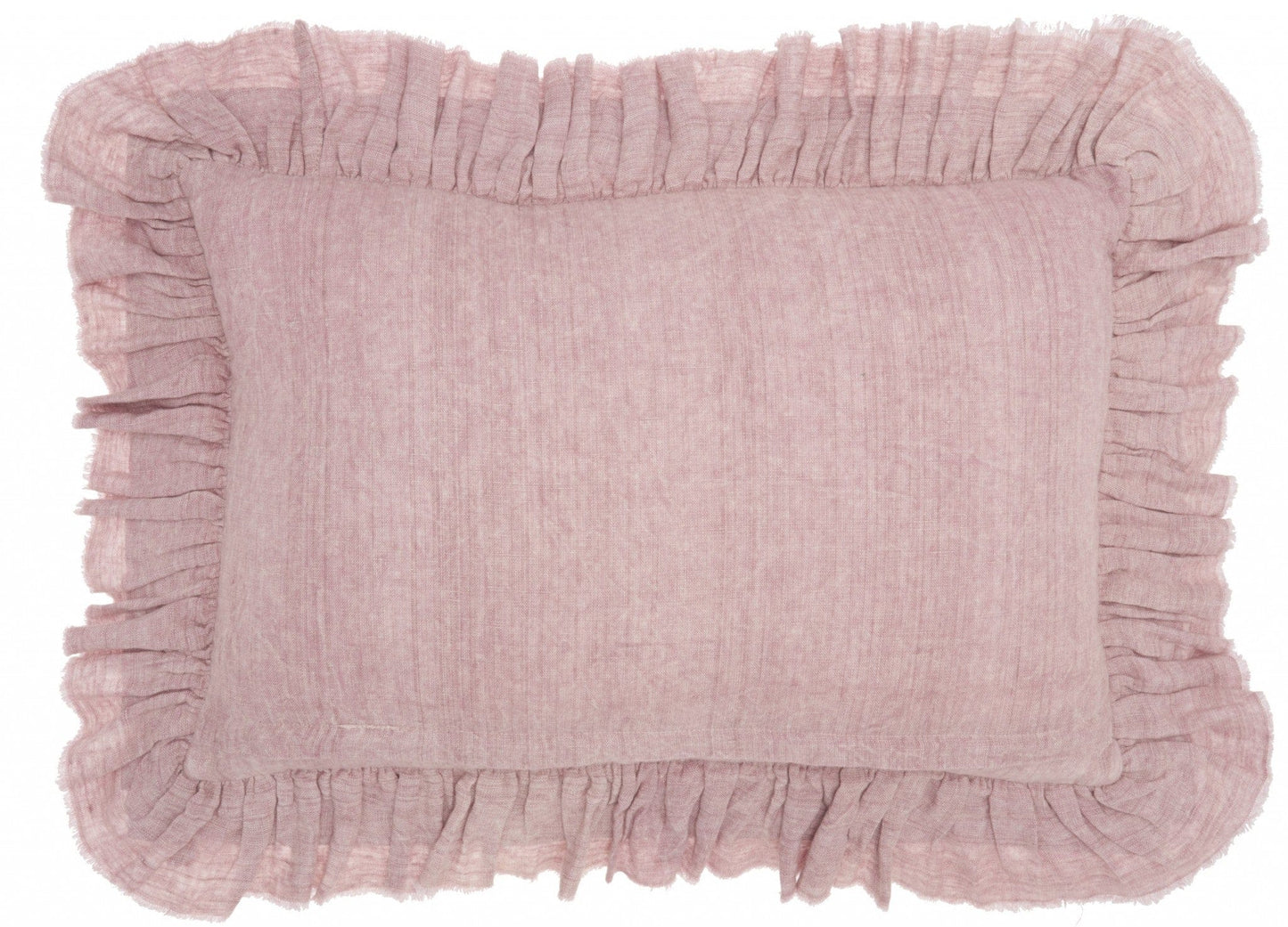 Dainty Ruffle Edged Pink Lumbar Pillow