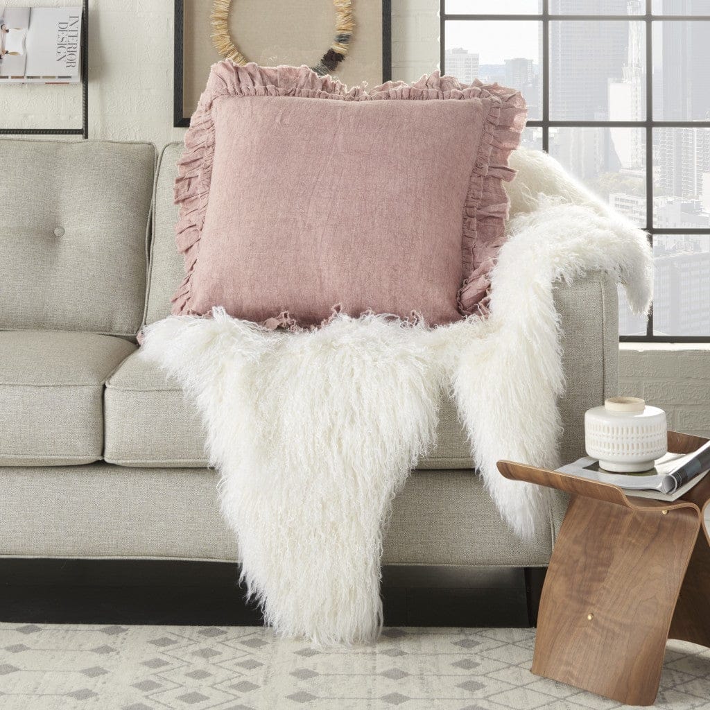 Dainty Ruffle Edged Pink Throw Pillow