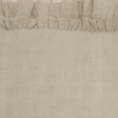 Dainty Ruffle Edged Beige Lumbar Pillow