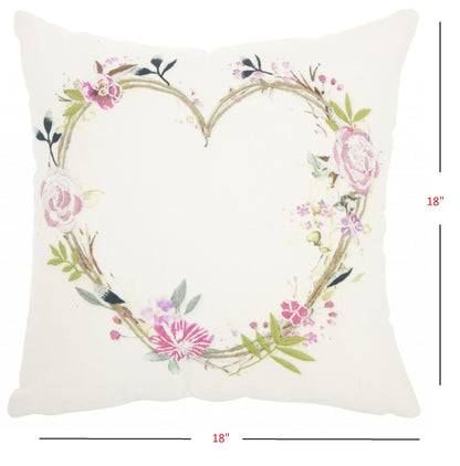 Sweet Heart Wreath Throw Pillow