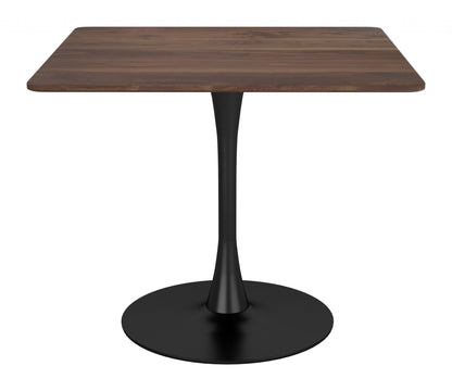 Square Brown and Black Pedestal Dining Table